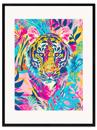 Gerahmter Kunstdruck Tiger Boho Risografie