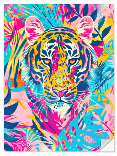 Wandsticker Tiger Boho Risografie