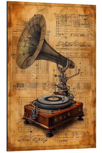 Tableau en aluminium Vintage Gramophone