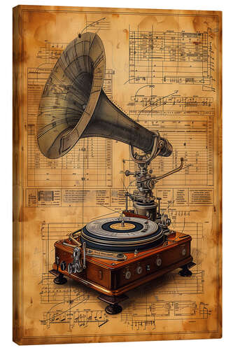 Tableau sur toile Vintage Gramophone