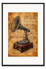 Gerahmter Kunstdruck Vintage Grammophon