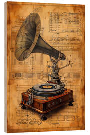 Cuadro de madera Vintage Gramophone