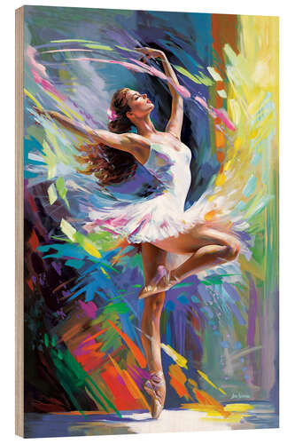 Wood print Colourful Ballerina Dancer