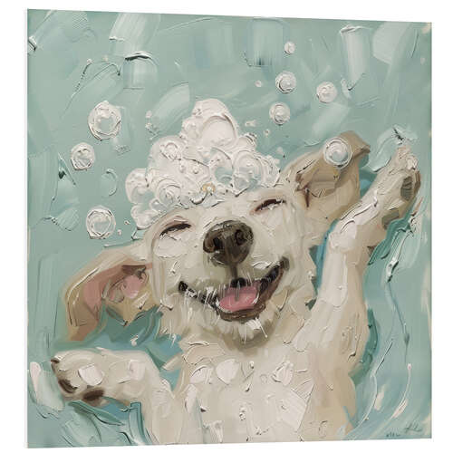 Tableau en PVC Happy dog in the bathroom