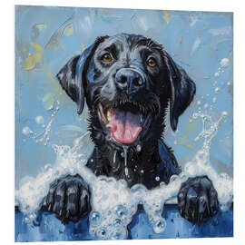 Foam board print Puppy in bubble bath