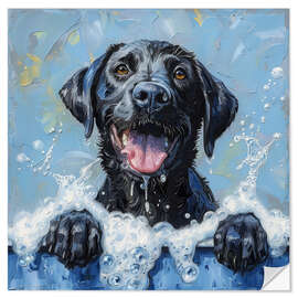 Sticker mural Puppy in bubble bath