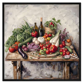 Gerahmter Kunstdruck Sommerernte aus dem Gemüsegarten