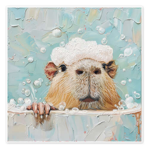 Poster Capybara's bath time