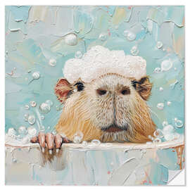 Wall sticker Capybara's bath time