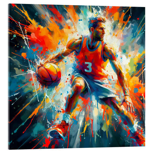 Acrylglasbild Basketballspieler im Aquarell I