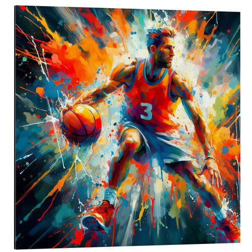 Alubild Basketballspieler im Aquarell I