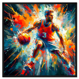 Gerahmter Kunstdruck Basketballspieler in Aquarell I