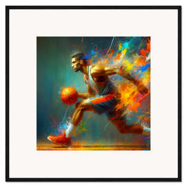 Impression artistique encadrée Basketball player in watercolour II