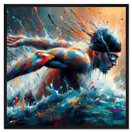 Gerahmter Kunstdruck Schwimmathlet I