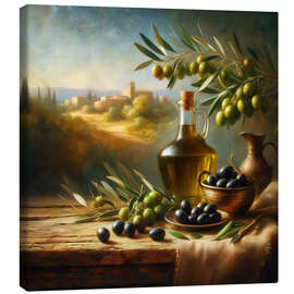 Canvas print Oil and olives still life, Tuscany I