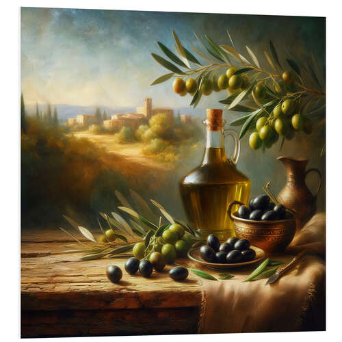 PVC-tavla Oil and olives still life, Tuscany I