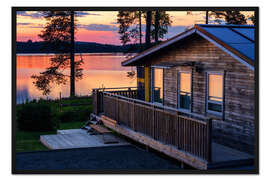 Gerahmter Kunstdruck Ferienhaus am See