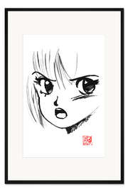 Gerahmter Kunstdruck 80er Manga-Gesicht