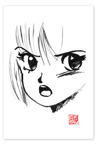 Poster 80's manga face