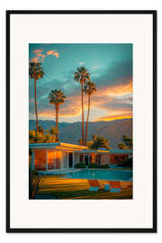 Gerahmter Kunstdruck California Dreaming - Palm Springs Golden Sunset
