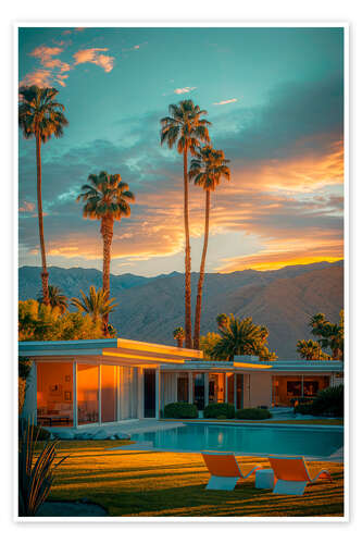 Plakat California Dreaming - Palm Springs Golden Sunset