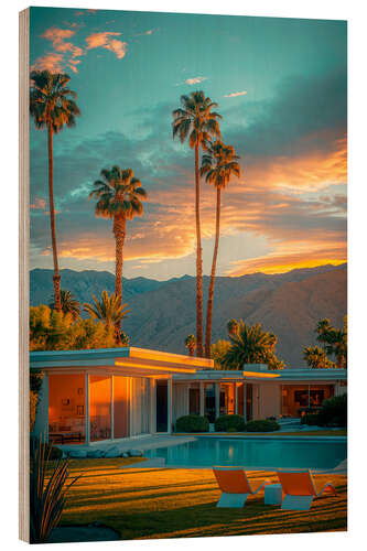 Wood print California Dreaming - Palm Springs Golden Sunset