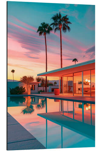 Tableau en aluminium California Dreaming - Sunset House Pool