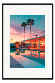 Gerahmter Kunstdruck California Dreaming - Sunset House Pool