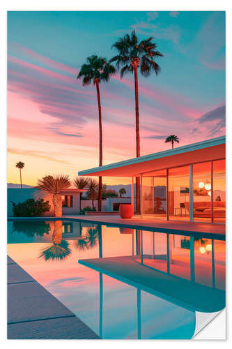 Vinilo para la pared California Dreaming - Sunset House Pool