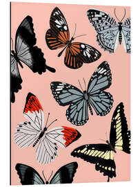Magnettafel Schmetterlinge auf Rosa
