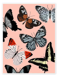 Poster Butterflies on pink