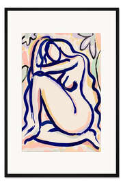 Gerahmter Kunstdruck Silhouette mit Blumen