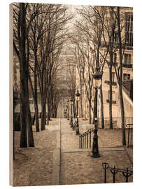 Wood print Montmartre City Steps - Assaf Frank