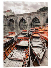 Stampa su vetro acrilico Boats moored on river bank