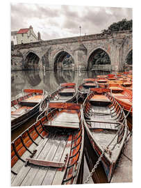 PVC print Boats moored on river bank