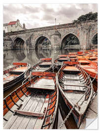 Vinilo para la pared Boats moored on river bank