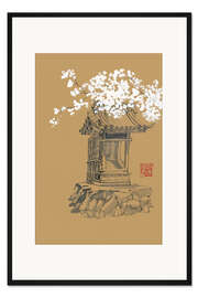 Gerahmter Kunstdruck Schrein auf braunem Papier