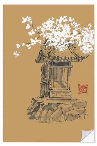 Selvklebende plakat Shrine on brown paper