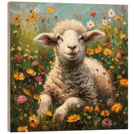 Cuadro de madera Happy Lamb