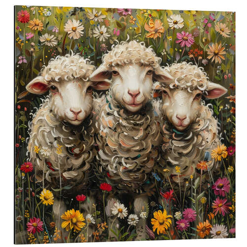 Aluminiumtavla Three sheep siblings