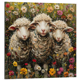 Tableau en aluminium Three sheep siblings