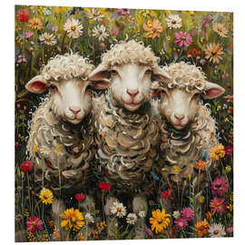 Foam board print Three sheep siblings