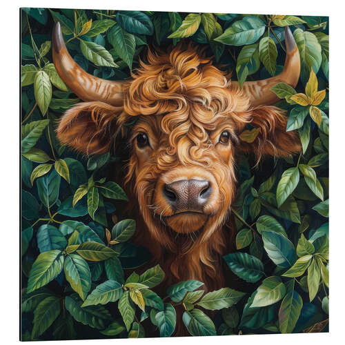 Aluminium print Cute Brown Cow