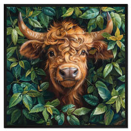 Gerahmter Kunstdruck Süße braune Kuh