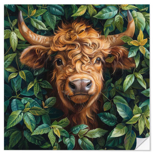 Adesivo murale Cute Brown Cow