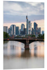 Foam board print Skyline Frankfurt in the evening