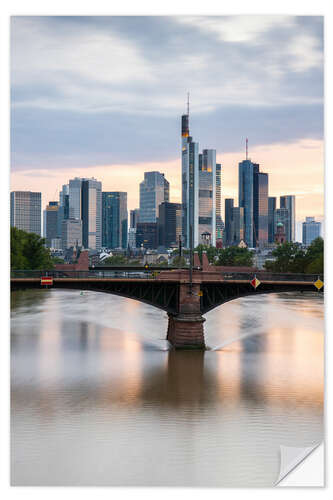 Muursticker Skyline Frankfurt in the evening
