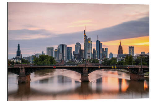 Tableau en aluminium Skyline Frankfurt at sunset