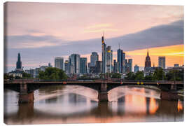 Leinwandbild Skyline Frankfurt im Sonnenuntergang