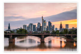 Póster Skyline Frankfurt at sunset